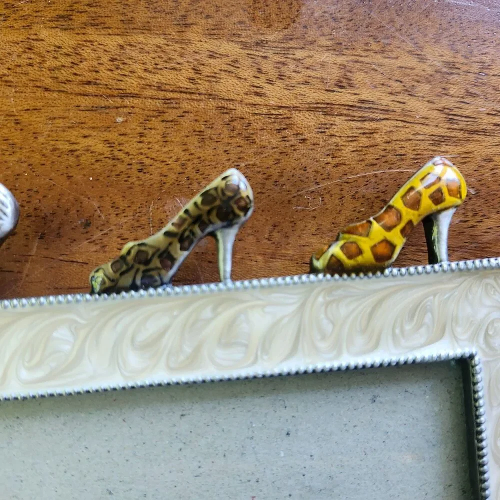 Meijer Animal Print High Heel Shoe Photo Frame 4x6 Cream Zebra Giraffe Desk